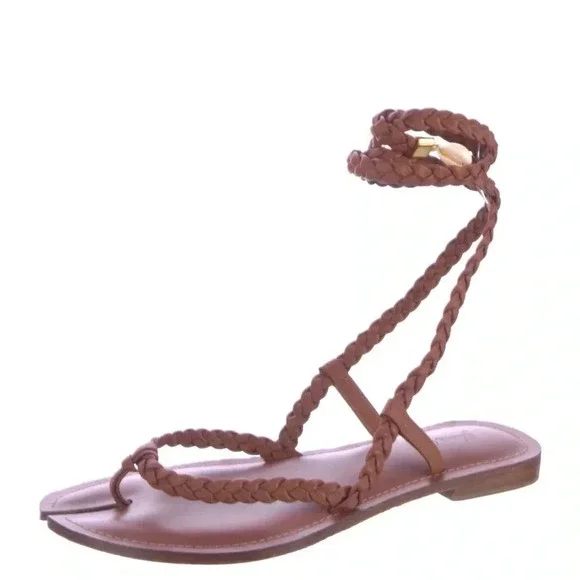 Johanna Ortiz Leather Braided Accents Gladiator Sandals - Picture 1 of 4